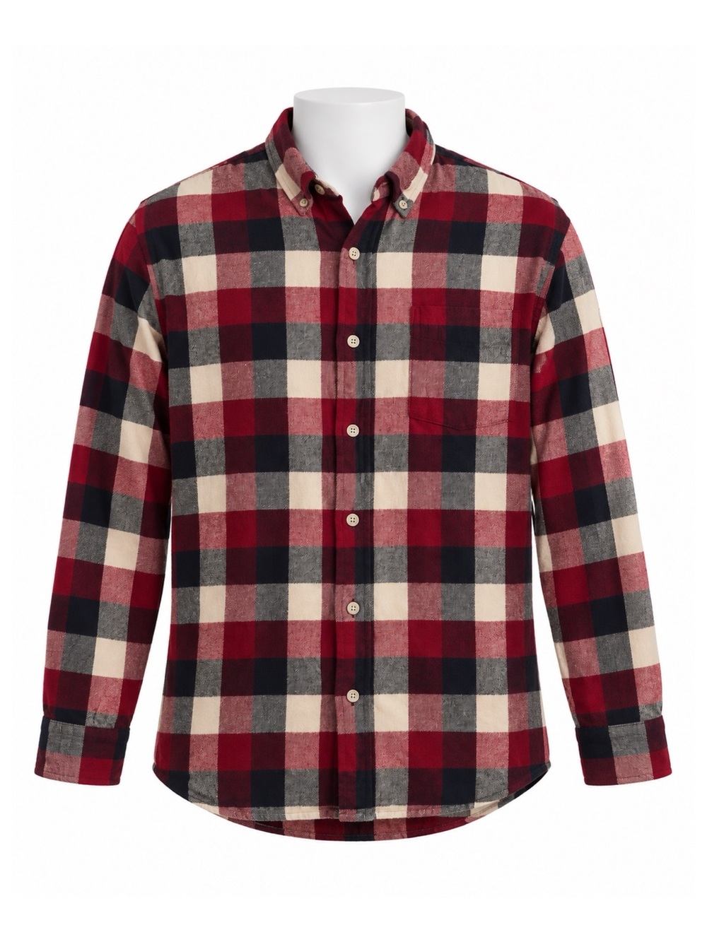 Size L RedHead Brand Co. Men’s Red Plaid Cotton Flannel Button-Up Shirt